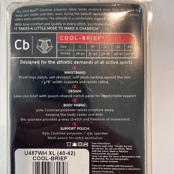 Champion Cool Brief Low Rise 1 Pair XL - Picture 2 of 11
